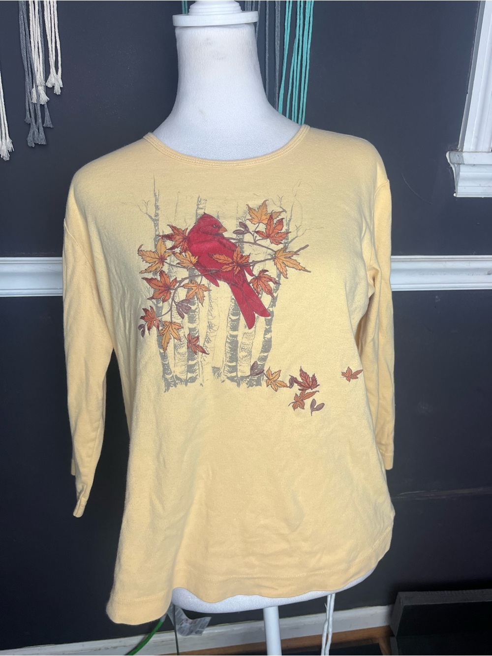 Women’s Yellow 3/4 sleeve Cardinal shirt size large